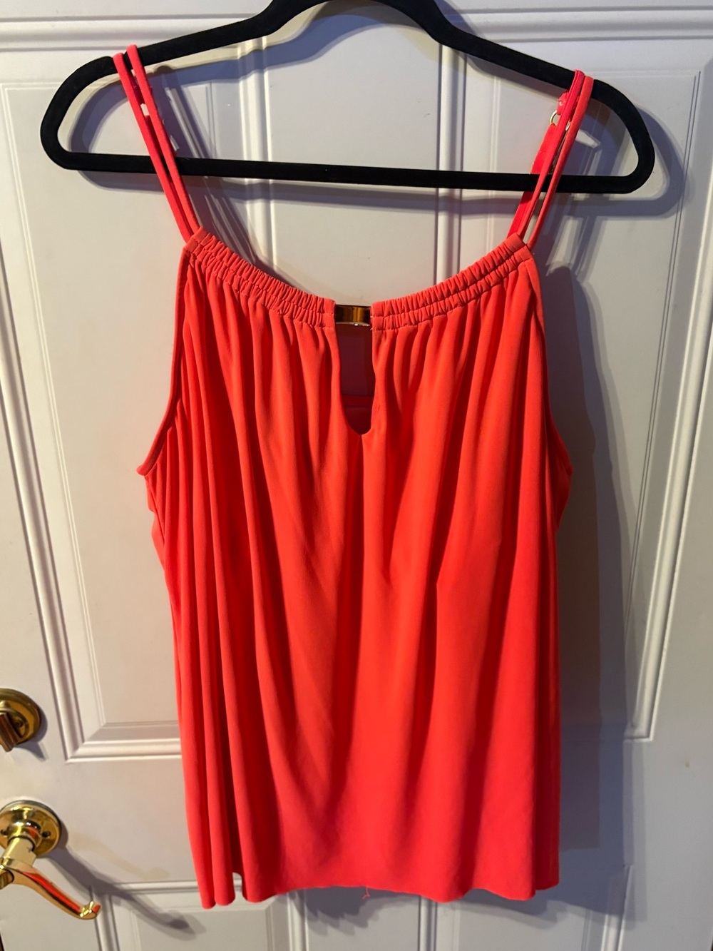 Aqua Green Neon Coral Double-Strap Tank Top Stretchy Adjustable Straps